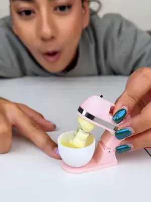 I made the world’s smallest marshmallows in a mini mixer 🥹 #tinyfood #miniaturefood #satisfying #oddlysatisfying #baking #candytok #dessert#viralfood