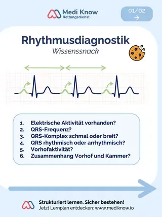 Habt ihr ein festes Schema zur EKG-Beurteilung? 💬 Schreib die Antwort in die Kommentare. 🎯 Notfallmedizin meistern mit System. 🤌 Entdecke unsere Skripte und Lernkarten zur Notfallmedizin, praxisorient