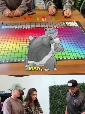 Do you think Blastoise is more blue or more purple?? 😂 #boardgames #pokemon #guessthecolor #colorgame #huesancues