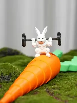 Little 🐰 who are working out, please eat less 🥕 ! Filament: High Speed PLA+2.0 Orange/Green Model from MakerWorld: user_2551599006; TiNiY #sunlu #3dprinting #easter #3dprintinglife