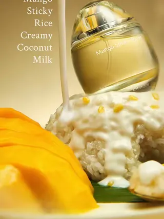 The most creamy mango scent you ever tried. Soothingly delicious.  Notes: Ripe Mango, Sticky Rice, Coconut Milk Perfumer: Anh Ngo Illustrator: Thu Cao Set Design & Photography: FPDB #dannam #fragrance
