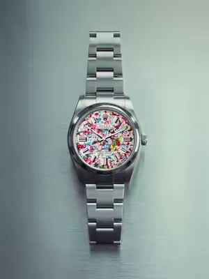 TIME FLIES 🪰🎨 The watch is an original Rolex (Oyster Perpetual), professionally modified and artistically customised by flies. This project is NOT a collaboration, sponsorship, licence, or official as