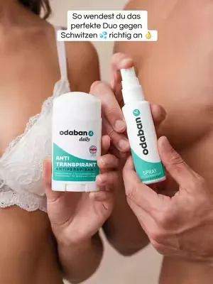 Stick oder Spray? Am besten beides – denn jedes Produkt hat seinen eigenen Job. 💦❌ 🌙 odaban Spray – zum Aufbau des Intensivschutzes  Abends sparsam auf die vollständig trockene und unrasierte Haut auf