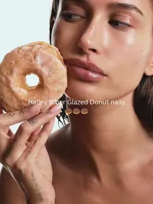 Hailey Biber Glazed Donut Nails 🍩💅 Featuring the shades Candy Floss and Stardust 🍬💕 #veganbeauty #trendingnails #summernails"
