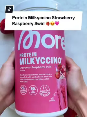 Milkyccino Strawberry Raspberry Swirl 🍓🩷 Protein + Koffein, OHNE Kaffeegeschmack! 😍 Neu ab 12.04 - 11 Uhr! 25% mit „VANESSA“ 🤩 #morenutrition #proteinshake #proteins 