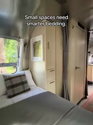 In a small space, the basics matter more. Cooling duvet cover + RemyCloud pillows = a bed that stays comfortable and fresher longer. Small reset. Big upgrade. #rvlife #airstream #vanlife #smallspaceli