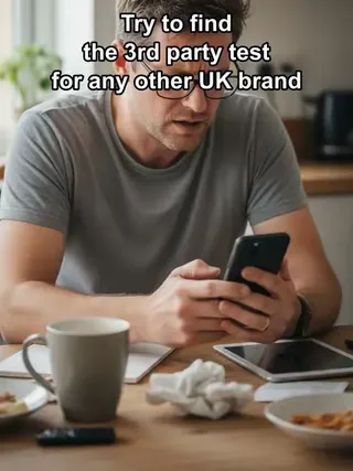 Go and try to find the 3rd party test results for any other UK nattokinase brand. You can't. Because they don't publish them. We do. Every single batch we manufacture is independently tested by a UKAS