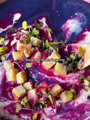 Do you see the vision? (Soup season for every season) 🪻 #springrecipes #produce #soupseason #colortheory #ourplace 