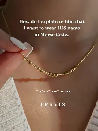 You can customize the necklace on my website and add any name, initials or date, you would want to carry with you. with love to you from us 🤍 #tulasjewelry #morsecodejewelry #necklaceaddict #adjustabl