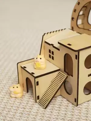 🐭Use OLM H10 to build a little nest for the hamster. #ortur #laserengraving #hamsterhouse #woodencrafts #petdecor #laserengraving #lasercutwood #handmade #laser