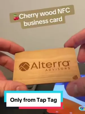 Have you ever seen a business card made out of wood? Check out this real cherry wood NFC business card, fully customizable with your logo laser burned into the wood. Only from #taptag. #NFC #business 