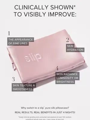 Why switch to a slip® pure silk pillowcase?👇️ Real results, real benefits in just 4 nights! Clinically shown* to visibly improve: ✔️ the appearance of fine lines ✔️ skin hydration ✔️ skin texture and 