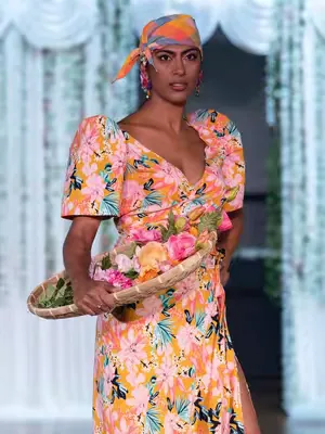 LOOK 3 | ‘Harana’ Runway Collection The third look, ‘Cora’, is a floral wrap-top and wrap-skirt Filipiniana terno inspired by Coron in Palawan 🏝️🌺 It’s styled here as a matching set, but it’s so versa