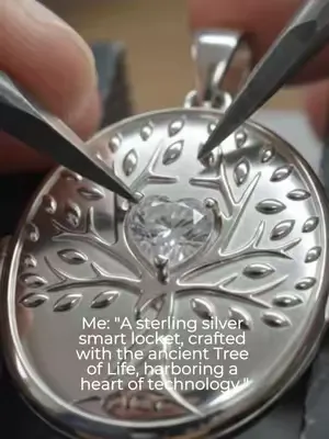 She said she wanted her memories to last forever, so I got her this... 🥹💍 This is more than just a necklace—it's a sterling silver smart locket, handcrafted with the ancient Tree of Life, designed to 