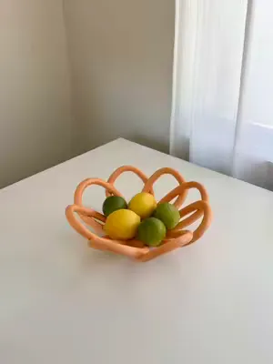 A brand new curved home for all your fruity needs 🍉🍋  #pottery #airdryclay #giftideas #DIY #craft 