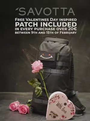 Valentines at Savotta Every order placed between 9–15 February 2026 in our web shop (savotta.fi) with a minimum order value of 20€ will include a free Valentine’s day edition patch. This version featu