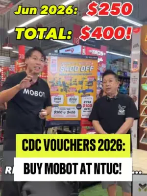 🎉 𝐘𝐎𝐔𝐑 𝐂𝐃𝐂 𝐕𝐎𝐔𝐂𝐇𝐄𝐑𝐒 𝐂𝐀𝐍 𝐁𝐔𝐘 𝐀 𝐌𝐎𝐁𝐎𝐓 𝐏𝐌𝐀! Save more on your next MOBOT PMA! Use and stack your January 2026 ($150) and June 2026 ($250) CDC Supermarket Vouchers at 8 participating FairPrice outlets isl