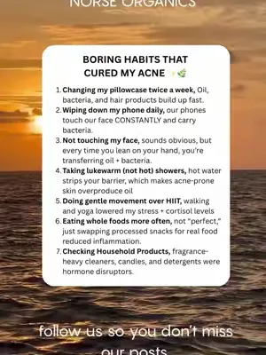 SAVE THIS POST & FOLLOW US ⬇️✨ Clear skin doesn’t come from quick fixes, it comes from the boring, consistent habits no one talks about. These simple lifestyle shifts can reduce hormonal acne, calm br