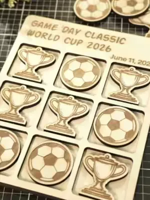 Not just a game — it’s football on your desk ⚽️🎊 FIFA Tic-Tac-Toe wooden set by LX2 Outplay your opponent with pure strategy 🧠 Who wins in your house? 😉 👇 Create yours 👉 LX2 link in bio #LaserEngravin