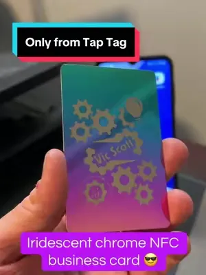 You've seen the black and white metal cards, but what about the colors in between? This iridescent chrome NFC business card will blow your mind. Only from #taptag. Click the link in our bio to get you