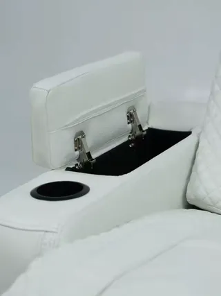 A hi-tech recliner with cooling cup holders, massage, USB ports and more, designed for the ultimate home cinema experience. #reclinersofa #cinemasofa #smartsofa #homecinema #luxurysofa