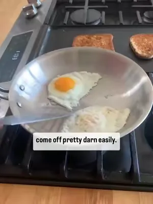 Morning eggs on toast! A super simple process to get down once you have a few reps in. Preheat on medium, add just enough butter to cover the pan, then add your eggs. They’re ready to flip once they r