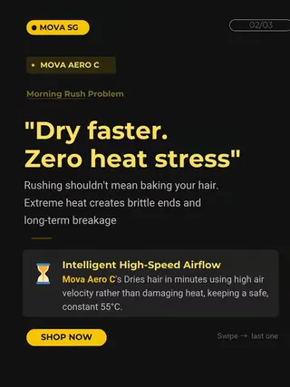 Comfort, Confident , Convenient 🕊️ Traditional dryers rely on harsh heat that strips natural moisture, leaving hair instantly vulnerable to Singapore's humidity. The MOVA Aero C redefines luxury hair 