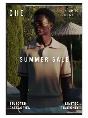 We’re moving warehouse and making room for what’s next - so consider this your treat: the Summer Sale, now up to 60% off. Signature CHÉ staples, limited sizes, and the perfect chance to elevate your w